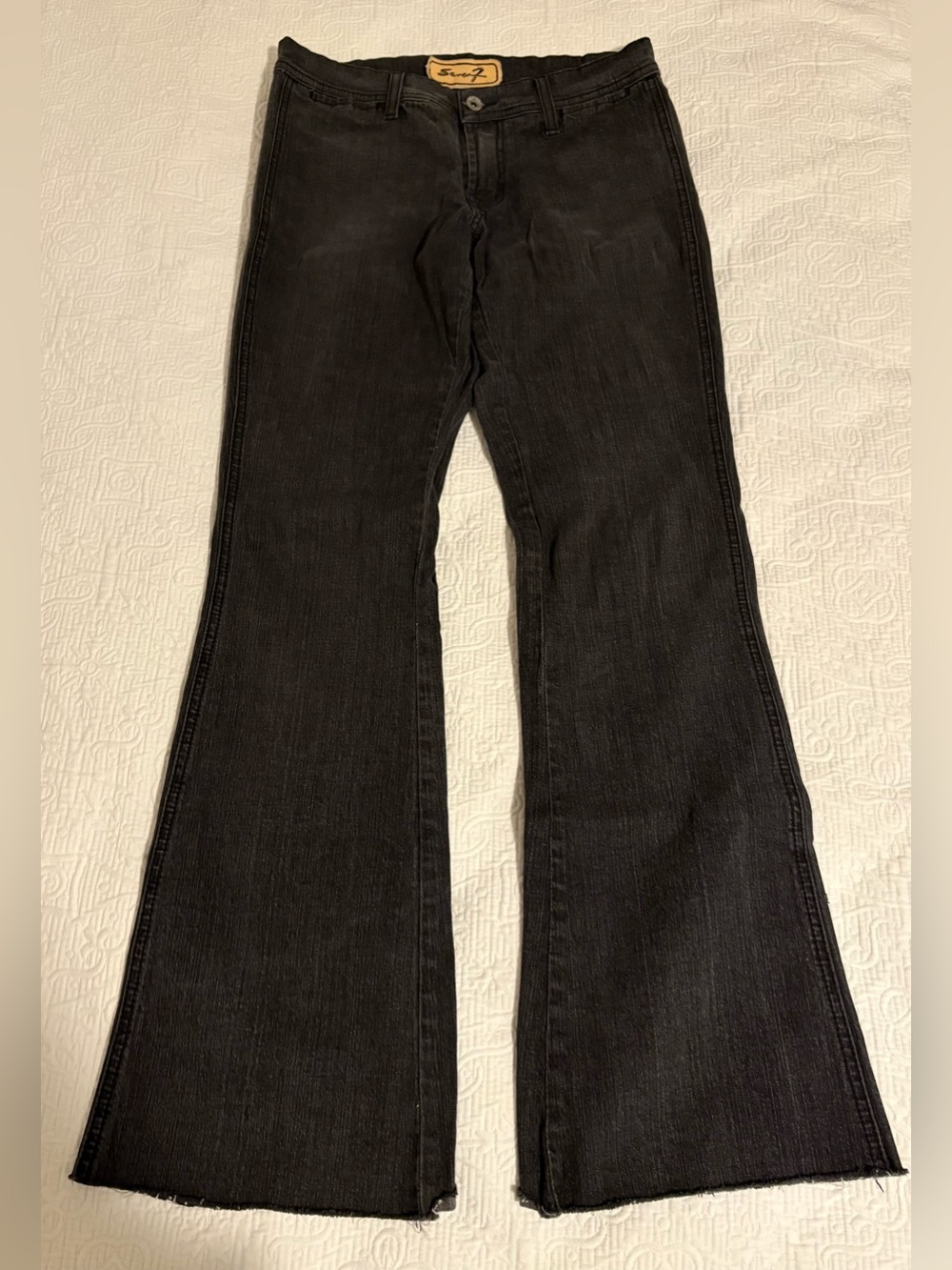 Seven7 Distressed Stretch Black Fit & Flare Jeans Size 27 (4)